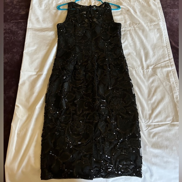 Adrianna Papell Black Sequin Lace Dress - Picture 4 of 5